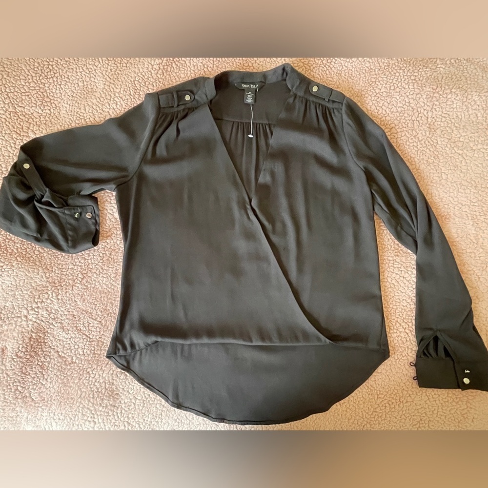 WHBM long sleeve blouse Black Color Size 10
